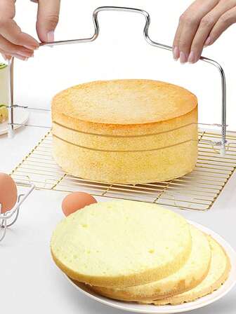 1 pieza de separador de pastel de línea simple/doble, un cortador de rebanado y estratificación de pasteles de acero inoxidable, una herramienta auxiliar para rebanar pan, una herramienta de hornear, un accesorio de cocina, una pequeña herramienta de cocina