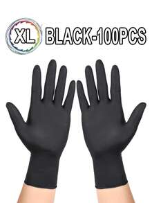 Guantes desechables de nitrilo negro, sin látex, antiestáticos, impermeables, guantes de trabajo multiusos. Guantes de nitrilo desechables para cocina, baño, hogar, uso doméstico - Negro - Ver 12