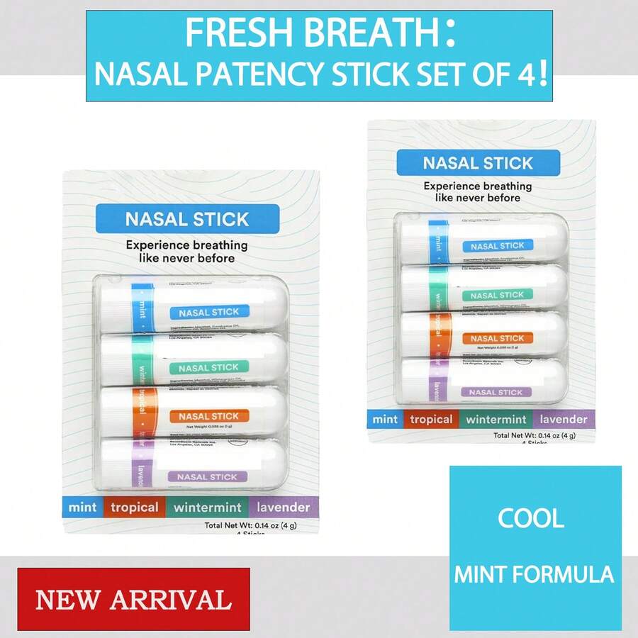 Breathe Freely & Feel Refreshed | 4-Pack Essential Oil Inhaler (Assorted Scents) |  Formula for Instant Clarity, Perfect for On-The-Go Use - Blanco 1 - Ver 1