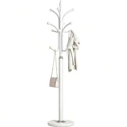 Freestanding Coat Rack Metal Coat Rack Stand With Natural Marble Base Sturdy Hall Tree With 12 Hooks For Hanging Clothes Bags Scarfs Coat Hanger For Hallway White 30 X 30 X 180 CM