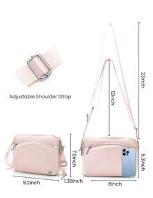 Small Crossbody Bag For Women – Casual Travel Purse With Adjustable Strap, Multi-Pocket Waterproof Nylon Shoulder Handbag, Lightweight & Durable With Anti-Theft Security Features, Compact & Versatile For Daily Use, Workouts, Travel Or Errands, Perfect Christmas Gift For Friends, Family & Mom - Hồng - Xem 3