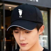 Black Footprint Design = Compact Cup = Cup Design = Men's Cap fashionable retro baseball cap small head around sports unisex low cap breathable snapback cap Duckville cap ball cap visual low cap graphic print large head around snapback duck cap Baseball cap - ブラック - チェックする 4