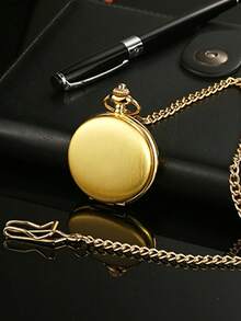 Steampunk Plain Pocket Watch, Black Quartz Necklace Pocket Watches Chain For Men And Women, Birthday, Wedding And Anniversary Gifts