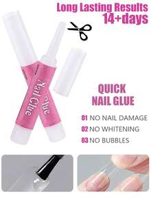 Nail Glue, Super Strong Nail Glue For Acrylic Nails Long Lasting Professional Nail Tip Glue For Press On Nails Bond For Acrylic Nails Adhesive Nail Glue For False Nail Tips 2g/0.07OZ/PCS