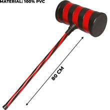 Martelo de Palhaço pra Fantasia de Halloween Adulta Masculina de Luxo Grande Arma Marreta Porrete de Brinquedo - Preto e Vermelho - Visão 3