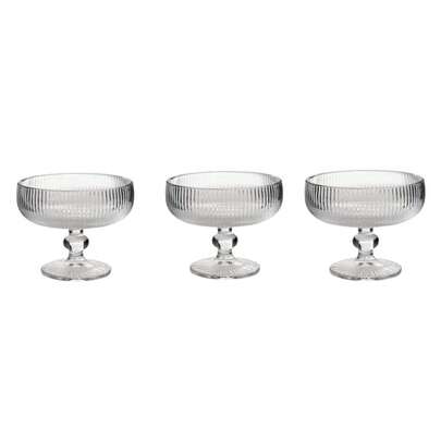 LecasaHome Jogo De Taça Canelada De Sobremesa  Clear  260 ml 3 Peças