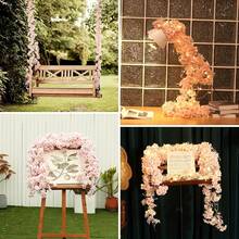 3pcs 23.6ft Artificial Cherry Blossom Flower Japanese Kawaii Vines Artificial Flowers Outdoor Hanging Flowers Garland For Wedding Party Home Bedroom Decor, Spring Indoor/Outdoor Decoration, Decoration Flower