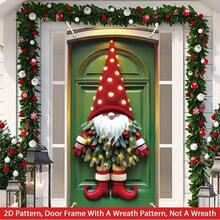 2D Christmas Gnome Door Banner, 35.43x70.87 Inches, Xmas Holiday Decoration, Suitable For Indoor/Outdoor, Garden, Patio, No Electricity Required, Easy To Install And Clean, Christmas Decorative Door Cover Christmas Decorations Home Christmas Gifts Christmas Decor
