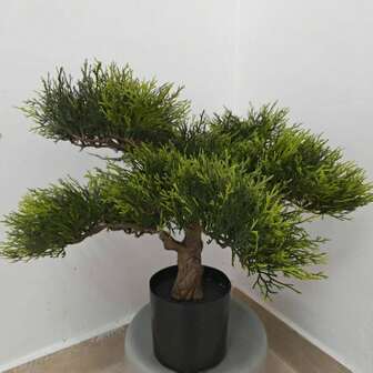 Artificial Bonsai Pine Tree Potted Plant, Indoor Green Decor For Living Room, Office