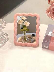 1 Piece Foldable High-Resolution Makeup Mirror, Cosmetic Mirror With Dopamine Design For Desk, 90 Degree Adjustable Stand And Wall Mount, Perfect Gift For Bedroom, Travel, Students, Mothers And Friends - Multicolor - View 3