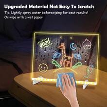 LED Note Board With Colors30 * 20cm 4 Modes And 7 Colors Acrylic Dry Erase Board With Light Include Adapter Hanging Chain Led Drawing Board For With Stand