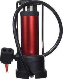 Bomba de bicicleta, mini bomba portátil actualizada, bomba de bicicleta de pie con manómetro de presión, dispositivo de inflado de neumáticos, bomba de aire de doble válvula universal Presta y Schrader - ROJO - Ver 12