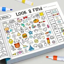 1pc Find The Hidden Picture Storybook, Pencil Drawing, Interactive Search & Painting Activity Book, Fun Hide-And-Seek Themed Pages (Randomly Distributed), Easy To Use, Cultivate Drawing And Hands-On Ability, Enhance Focus And Imagination, Suitable As Christmas, Birthday, Party, New Year, Halloween Children's Gift, Back To School Gift