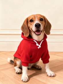 LUCKIE LABO 1pc Pink Polyester Dopamine-Themed Basic Hoodie Suitable For Cats And Dogs, For Indoor And Outdoor Use