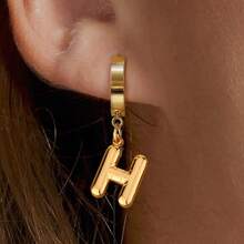 2 Pieces /Set Of Stylish And Exquisite Mini Stainless Steel Balloon Bubble A-Z, 26-Letter Pendant Earrings, Simple And Creative Niche Design, Casual Style Earrings, Suitable For Ladies To Wear Casually In Daily Life, Festival Party Gifts! - Yellow Gold - View 17