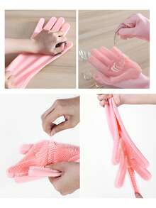 1pc Silicone Dishwashing Gloves, Durable Waterproof Kitchen Cleaning Gloves, Pet Bathing Gloves For Dogs & Cats, Specialized Durable Waterproof Rubber Gloves - Multicolor - View 7