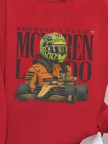 Herbst/Winter Damen-Hoodie mit neuem Print – Rennfahrer-Design. Lässiges Oberteil in bequemer Passform. Vielseitiger Streetwear- und College-Stil. Atmungsaktive lange Ärmel für Frühling und Herbst. Sportliches Streetwear-Oberteil für Damen, weich, atmungsaktiv, warm. Ideal für Winter, Weihnachten und Silvester. - Rot - Übersicht 3