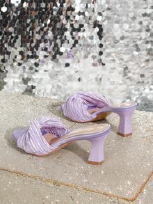 Women's High Heel Slide Sandals, New Fashion White Wedding Shoes, Comfortable Breathable Mid-Heel Plus Size Strap Chunky Heel Sandals,Spring Summer Outfits - Mauve Purple - View 7