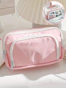 1PC New Large Capacity Stationery Bag, Stationery Pencil Steel Note Pen Storage Bag, Pencil Case, Portable Cosmetic Storage Bag