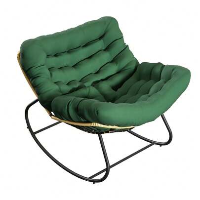 FXLTSBL Extra Large Comfort Rocking Chair - Ergonomic Recliner, Rocking Chair With Padded Cushion & Metal Frame, Manual Tilt For Home, Office, Patio, Garden - Portable Indoor/Outdoor Lounge Chair, Patio Furniture, Comfortable Recliner, Decorative Lounge Chair, Easy-Care Chair, Rocking Chair With Large Cushion, Outdoor Seating Chair, Relaxation Chair, Outdoor Furniture, Outdoor Rocking Chair