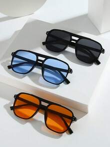 3pcs/Set Personalized Double-Beam Rhinestone Women's Fashion Glasses Beach Accessories For Women Glasses Shades For Summer Beach Vacation,Outdoor,Travel - Black Gray Black Blue Black Orange - View 5