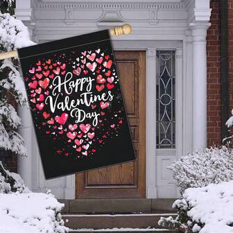 1pc 28x40 Inch Double-Sided Garden Flag - Heart Shape Polyester Outdoor Decor, Lawn Flag - No Power Needed, Valentine's Day