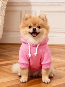 LUCKIE LABO 1pc Pink Polyester Dopamine-Themed Basic Hoodie Suitable For Cats And Dogs, For Indoor And Outdoor Use