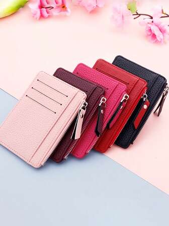 1 st [Vibrant Wallet] Ultratunn kreditkortshållare | Vibrerande grönt mönster dragkedja myntficka kompakt minimalistisk design - perfekt present till henne söt kortplånbok kontantorganisatör för män plånbok handväska plånbok