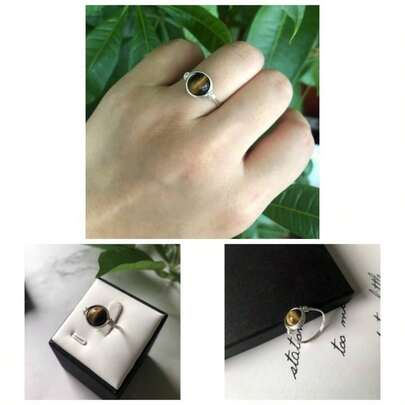 YWDREAM - Anillos de vidrio para mujer, espirituales, anillos de vidrio curativo, anillo envuelto en alambre, cuarzo rosa cornalina amatista, ojos de tigre, opalita, piedras preciosas de Amazonita