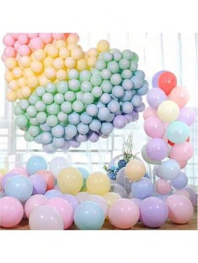 100 globos suaves, globos de látex para fiestas, globos redondos de helio, globos macarrón multicolor, para fiesta de cumpleaños arcoíris, decoración de boda