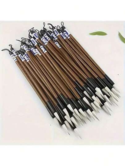 Premium Wolf Hair Brush Pen Set For Calligraphy Practice - 10pcs Kit With Fine Tip Brushes