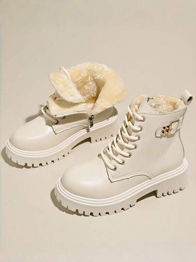 2025冬季女士保暖毛绒内衬雪地靴，厚底靴，毛绒靴