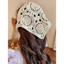 1pc Floral Crochet Knitted Triangle Headband, Breathable Versatile Retro Daisy Headscarf For Women Hair Accessories Women Bandana Fall Head Scarf Autumn Hair Band Soft Head Band For Gifts Winter For Vacation Outfits Woman - Nhiều màu - Xem 11