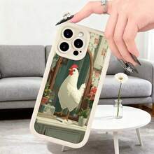 Cubierta de telefono con diseño de gallina blanca en espejo vintage color negro para uso diario y decorativo Aplicable a teléfonos Apple y Galaxy. - Negro - Ver 5