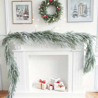 1/2pcs Artificial Frost White Rattan Wreath 1.8m, Resin Soft Touch Hanging Decor For Wedding, Christmas