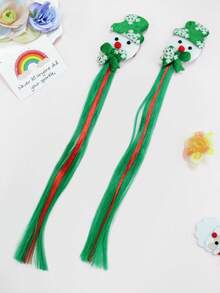 Clips para el cabello con diseño de muñeco de nieve y copos de nieve verdes navideños, accesorios de cabello navideños con muñeco de nieve lindos, adecuados para usar en Navidad, accesorios de cabello versátiles navideños