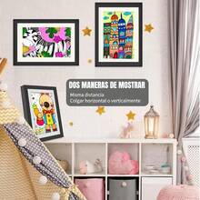 2pcs Marco para Dibujos Niños, Marcos de fotos de galería, Marcos para Cuadros, Gire la tapa Marco de arte magnético para niños Se puede colgar horizontal o verticalmente12.9 * 8.6 * 1.18 in (Negro) - Azul y rosa - Ver 3