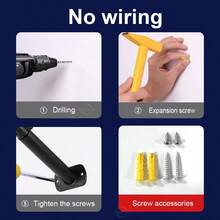 Luz solar LED súper brillante con sensor de movimiento Luz de calle de inducción 63LED/84LED Dos tipos de iluminación Foco de jardín exterior Carga con luz solar Iluminación de garaje y sendero - Negro - Ver 13