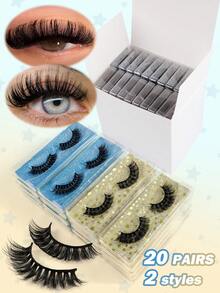 MAGEFY 20/40 Pairs Natural Crossing Full Effect Mixed False Eyelashes, Delicate Daily Wear, Cartoon Style, Travel Essential, New Year Gift, Christmas Eyelash Gift Box, Date Gift (For Women), Girlfriend, Wife, Mother, Birthday Gift, Party Gift, Gift Box Packaging - Black - View 6