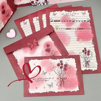 浪漫蝴蝶感谢卡（含信封）、玫瑰系列信封及信纸、手写创意祝福卡，适用于生日、圣诞节、情人节、母亲节等场合，是馈赠佳品。