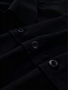 Men's Formal Solid Color Long Sleeve Single-Breasted Dress Shirt - Black - View 5