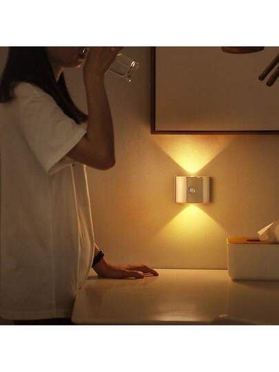 LED Slimme Sensor Night Light, Indoor Motion Wand Lamp, Wireless Battery Powered, Adhesive Rotatable, Portable, Easy To Install, Adjustable Temperature Brightness, Hallways, Bathrooms, Bedrooms, Kitchens, Cabinets, Stairs, Entrances, Bedside, Tables, Closets, Home ation, Living Room Bedside Cordless Verlichting view 8