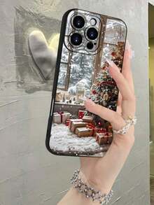 Funda navideña para phone 17 Pro Max (1 unidad). Diseño con árbol y regalos, color negro. Resistente a golpes, con protección elevada para la pantalla y la cámara. Acabado mate, sencillo y ligero. Compatible con phone 17/17 Air/17 Pro/17 Pro Max, 16/16 Plus/16 Pro Max, 15, 14, 13, 12, 11 y series S22, S23, S24, S25 Plus Ultra. Ideal para Pascua, Halloween, cumpleaños, para tu pareja, amigos o para ti mismo. - Negro - Ver 2