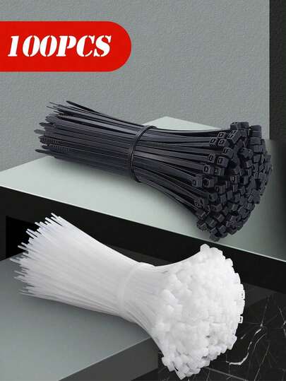 100 Pcs/Various Sizes, Black Industrial Self-Locking High-Strength Nylon Cable Ties, Self-Locking Plastic Cable Ties, Bundling Cable Ties, Self-Locking Nylon Cable Ties, Cable Ties, Multi-Purpose Sealing Cable Ties, High Toughness, Not Easy To Break, Wire Classification, Storage And Fixation, Suitable For Indoor