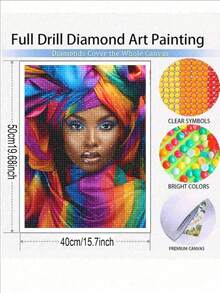 5D African Woman Diy Diamond Art Painting Kits - DIY Diamond Art African American, Full Round Drill - Crystal Embroidery Cross Stitch - Adult Craft For Wall & Office Decor - Multicolor - View 8