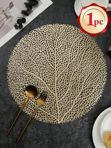 1/2/4/6pcs Gold Round Simple PVC Placemats, Washable, Easy To Clean, Wipe-Clean, Non-Slip, Holiday Wedding Party Dining Table Decor - Multicolor - View 8