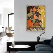 Framed Vintage Canvas Wall Art Painting Well Behaved Women Rarely Make History Canvas Painting Posters Wall Art Gifts For Living Room Bedroom Office Home Decor - 框架 - 查看 2