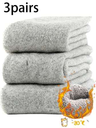 3/1 Pair Plus Size Men's Warm Wool Blend Mid-Calf Socks, Simple Versatile Casual Sports Running Odor-Resistant Mid-Calf Socks, Soft Elastic Comfortable Breathable Socks Suitable For Men And Women Daily Wear, Unisex Mid-Calf Socks, Fashion Ankle Socks, Plus Size Men's Simple Versatile Casual Sports Running Odor-Resistant Mid-Calf Socks