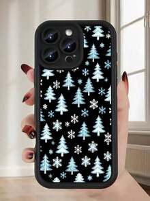 Funda navideña para phone Funda para phone 17 Pro Max con diseño de árbol de Navidad azul claro y copos de nieve. Compatible con phone 17, 16, 16e, 15, 14, 13, 12, 11, Pro, X, XS, Plus, S22, 23, 24, 25 Ultra y FE+. Cobertura total, antideslizante y resistente a caídas. Fabricada en TPU suave. - Multicolor - Ver 4