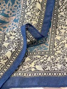 1pc Women's Floral Paisley Print Large Scarf, Satin Soft Skin-Friendly Shawl Scarf, Spring/Summer Sun Protection Beach Wrap - Navy Cashews - View 3